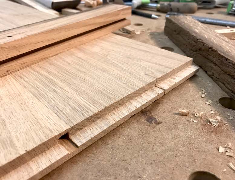 Verlängerungen für Tischplatte aus alten Eichenpfosten/balken