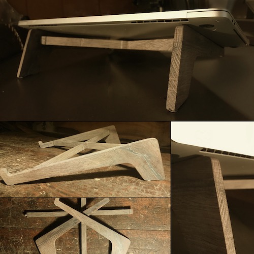 Laptop-/Notebook-Ständer aus altem Eichenholz, zerleg- und zusammensteckbar